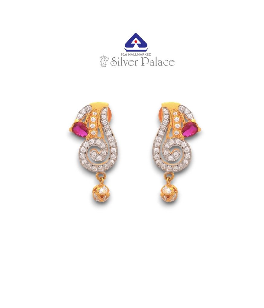 916 Gold with Kanche Collection S Shape  Fancy design Earrings for Girls